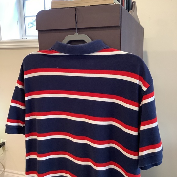 Polo by Ralph Lauren Striped Polo Shirt Navy Red White Cotton XL Y2K Preppy - Picture 7 of 9